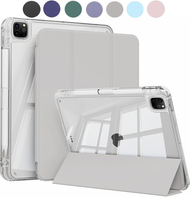 Chenxiaotong Schutzhülle für iPad Pro 11 Zoll (1./2./3./4. Generation) mit Stifthalter, transparentes Design mit lila TPU-Rahmen und stoßfester Rückseite - Bild 1