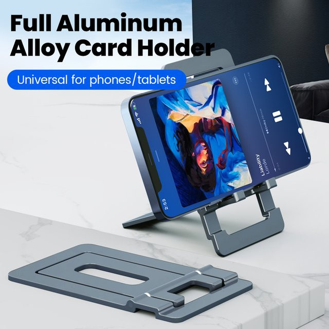 Universelle Handy-Tischhalterung aus Aluminium in Grau, verstellbarer Desktop-Tablet-Halter und ultradünner Handyständer von elough - Bild 1