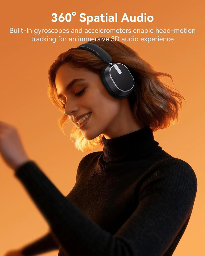 Arikasen Over-Ear-Kopfhörer mit aktiver Geräuschunterdrückung, Bluetooth 6.0, kabellos, faltbar, LED-Leistungsanzeige und 6-Mikrofon-ENC, Schwarz - Bild 3