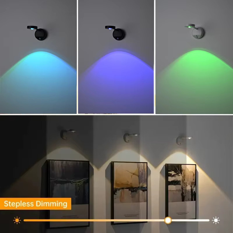 KFV RGB LED Wandleuchte mit Bewegungssensor und USB-Aufladung, dimmbare Designer-Spotlight für Innen und Außen in Multicolour - Bild 4