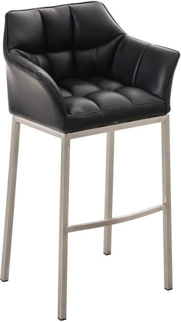 DELUKE Barhocker GIBEL moderner Barstuhl aus Kunstleder in Schwarz mit silbernem Gestell, B/T/H: 64 x 48 x 110 cm - Bild 1