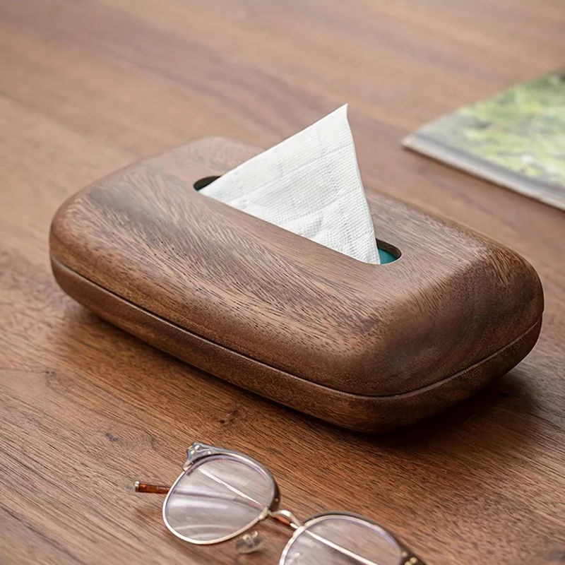 LEEAN Taschentuchboxhalter aus Walnussholz in Braun mit minimalistischem rechteckigem Design - Bild 3