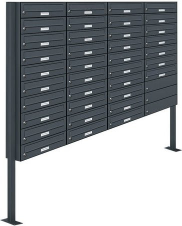 AL Briefkasten-System für 37 Parteien, freistehend, grau, B/H/T: 153,27 x 170,0 x 27,5 cm - Bild 1