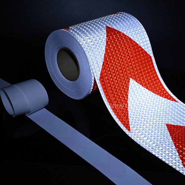 Reflektierendes Warnband Satop Cinta mit Pfeil-Motiv in Rot-Weiß, wasserdicht und selbstklebend, Breite: 20 cm, Länge: 5 m - Bild 1