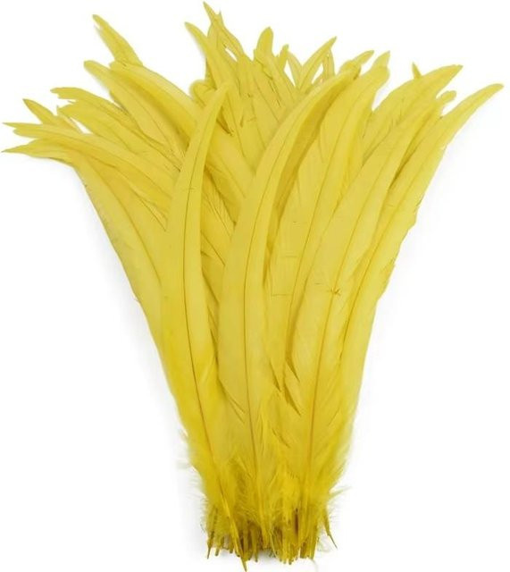 100 Stück gelbe Hahnfedern von Binchi Outdoor Product für Bastelarbeiten und Schmuckdekor, Länge: 35-40 cm - Bild 1
