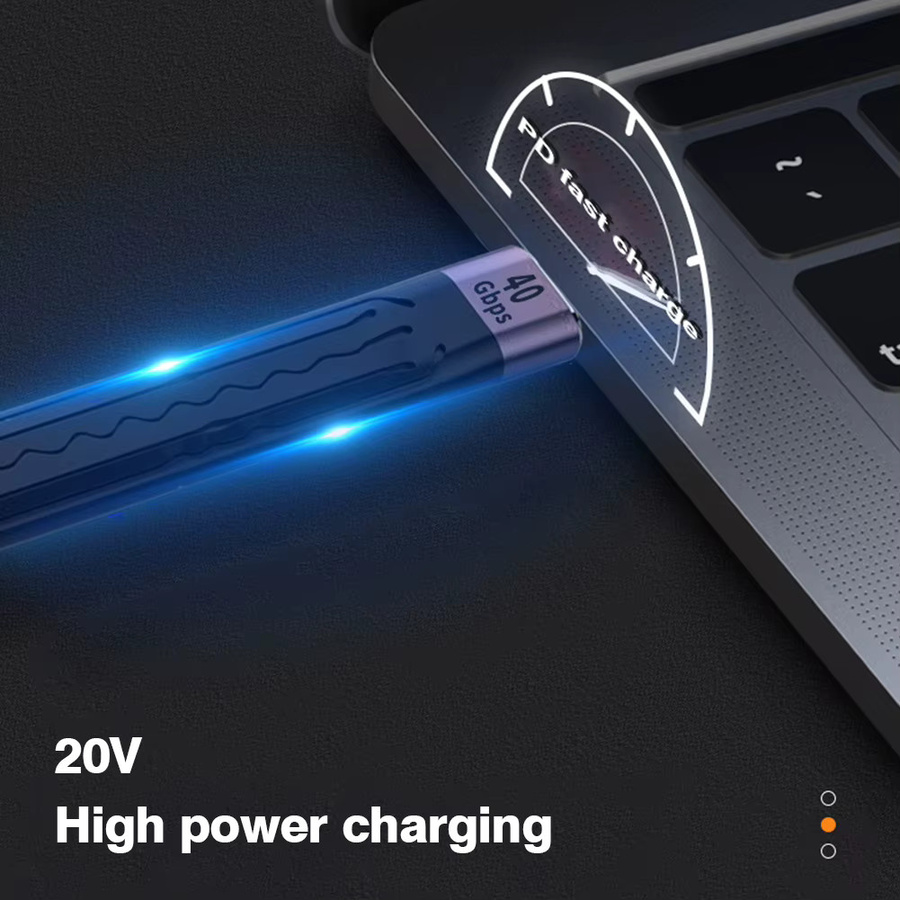 Byscoon USB 4 auf Typ C Schnellladekabel, FPC Flachkabel mit 40 Gbit/s Datenübertragung und 8K/4K Unterstützung, Schwarz - Bild 4