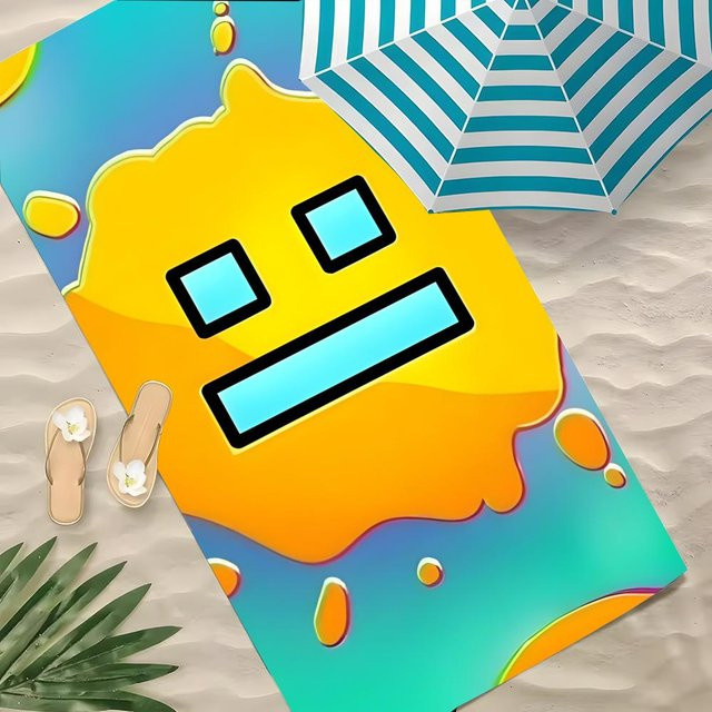 JMG Household Supplies G-Geometry Dash Robtop Games Handtuch aus Polyester, schnelltrocknend und sandfrei, Mehrfarbig, B: 60 cm, H: 35 cm - Bild 1