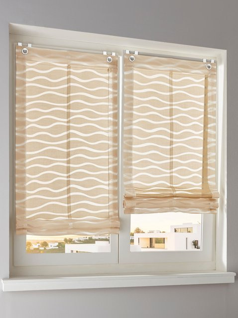 Raffrollo Heine Home in Beige, semi-transparent, Baumwollmischung - Bild 1