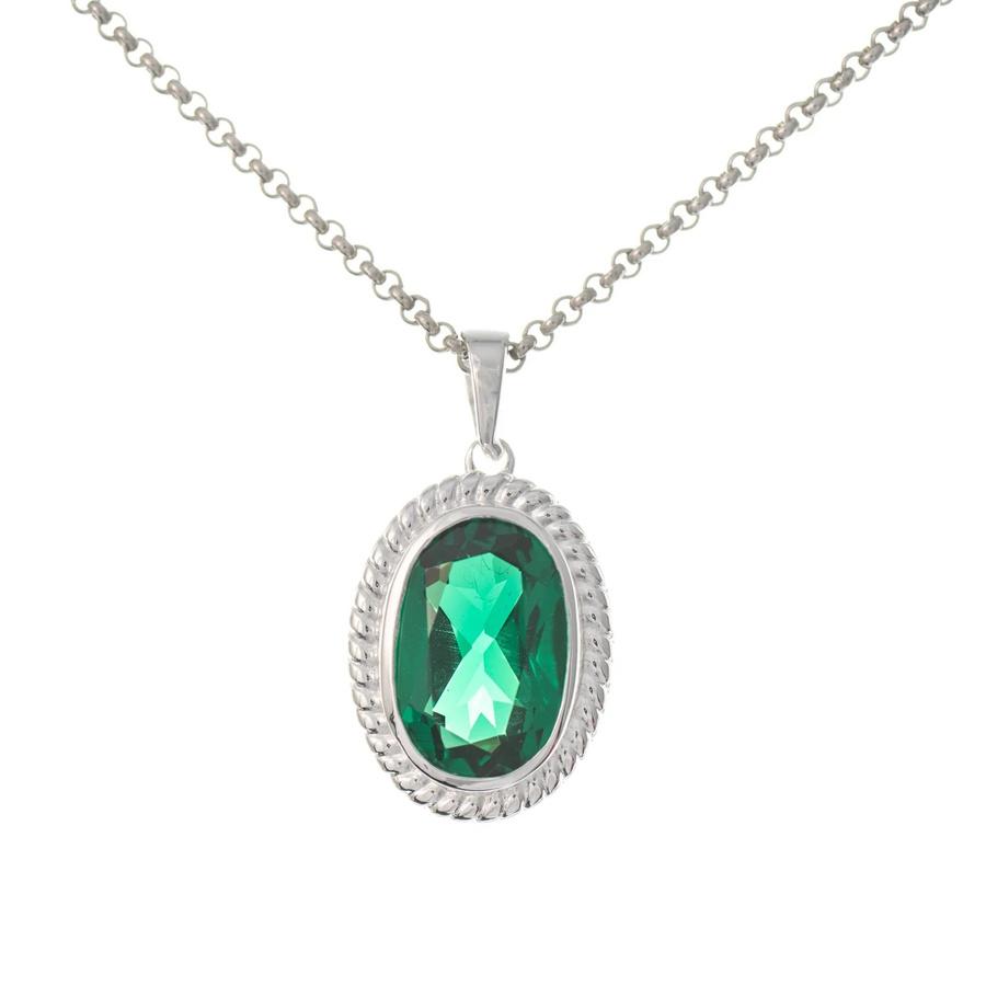 Anhänger mit Kette 925 Silber, Zirkonia, grün, Dirndl Funkeln - Bild 1