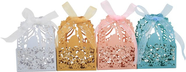 JUMI Laser Cut Hochzeits-Geschenkboxen für Süßigkeiten in 4 Farben für deine Hochzeitsfeier - Bild 1
