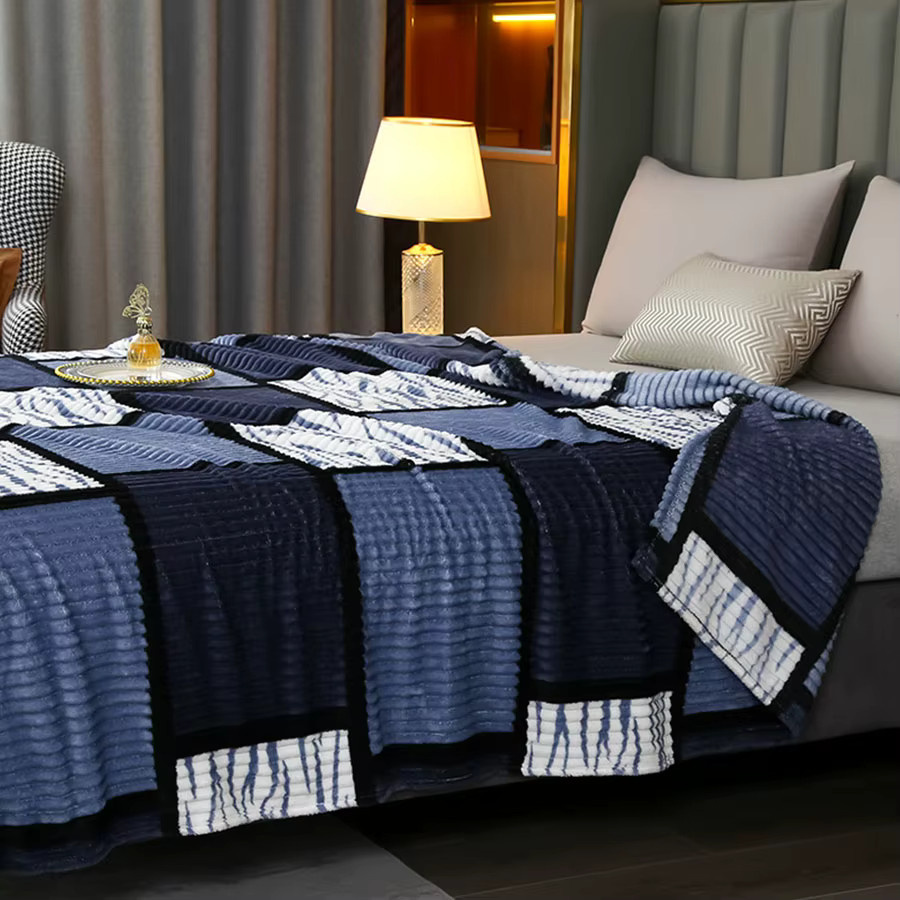 KDJEIKZ Weiche Fleece-Decke mit Karomuster in Multicolor als flauschiger Überwurf für Schlafzimmer und Büro - Bild 3