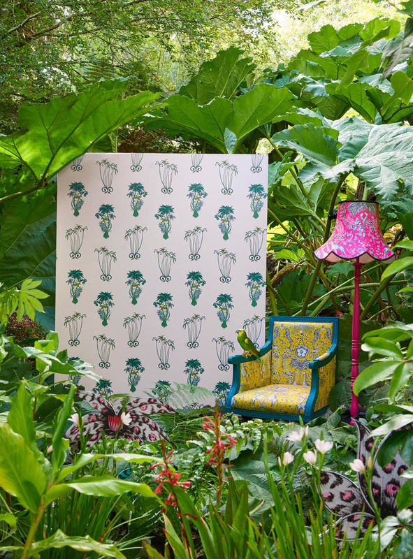 Clarke & Clarke Tapete Jungle Palms in Pink und Weiß mit botanischem Floral-Design aus Vlies - Bild 2