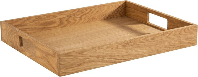 APS Serviertablett aus geöltem Eichenholz in Braun, rechteckig mit Griffen, B: 45 cm, T: 35 cm, H: 6 cm - Bild 1