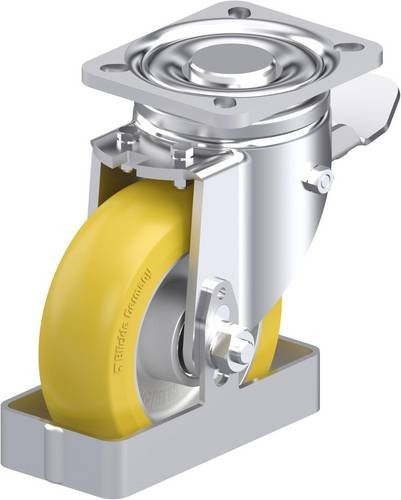 Blickle Stahlblech-Lenkrolle LH-ALTH 125K-1-ST-CO-FS in Silber und Gelb mit 125 mm Rad-Durchmesser und einer Tragfähigkeit von max. 550 kg - Bild 1