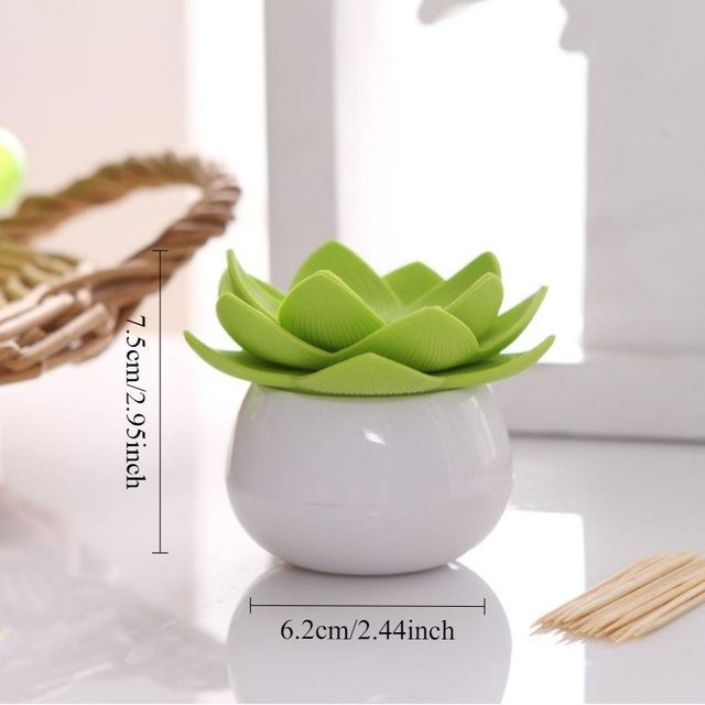 Wattestäbchenhalter und Zahnstocherbox von Love Home Garden in Grün und Weiß aus Keramik und Kunststoff - Bild 1