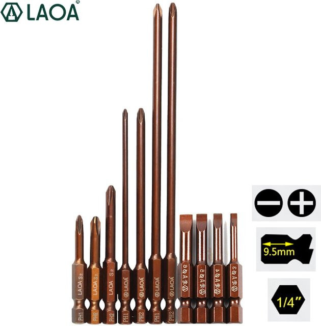 LAOA Magnetischer Phillips Schraubendreher Bit aus S2-Legierungsstahl in Braun - Bild 1