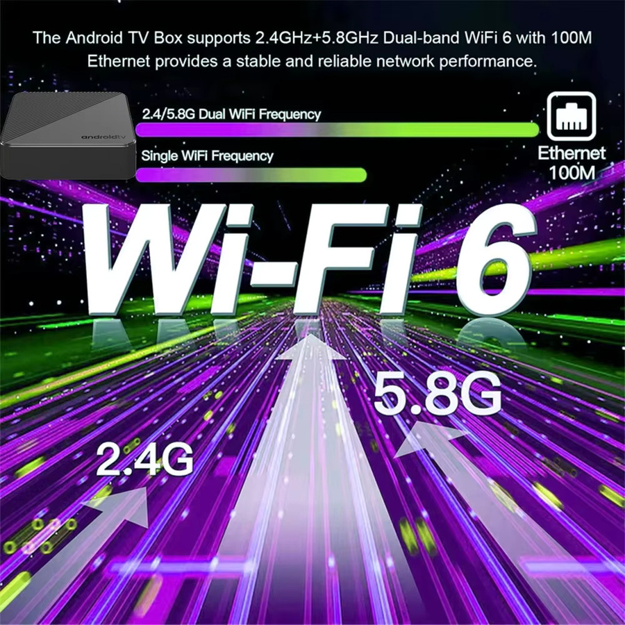 Android Smart TV Box T8 Media Streamer mit Android 16, RK3518, 8GB RAM, 128GB Speicher, Dual Wifi 6, Bluetooth 6.0 und Google Assistant Sprachfernbedienung, Schwarz - Bild 3