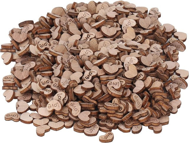GoolRC Bastelset mit 1000 Holzherzen in Beige zum Basteln und Dekorieren - Bild 1