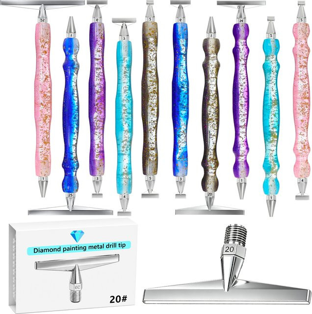 Metall-Diamantmalstift-Spitzen als Ersatzstiftköpfe für Diamantkunst-Werkzeuge in Multicolour, 1-25 Stück - Bild 1