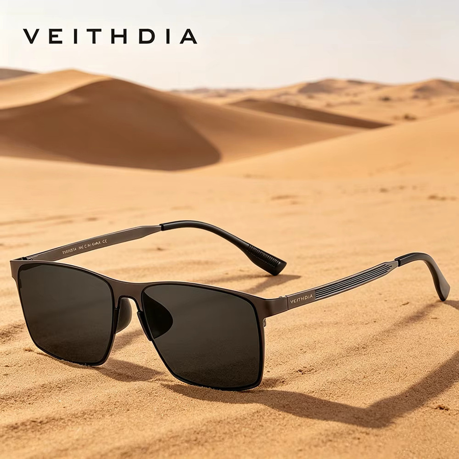 VEITHDIA V82FA26 Sonnenbrille, polarisiert, Vollrand, Metall, Unisex - Bild 3