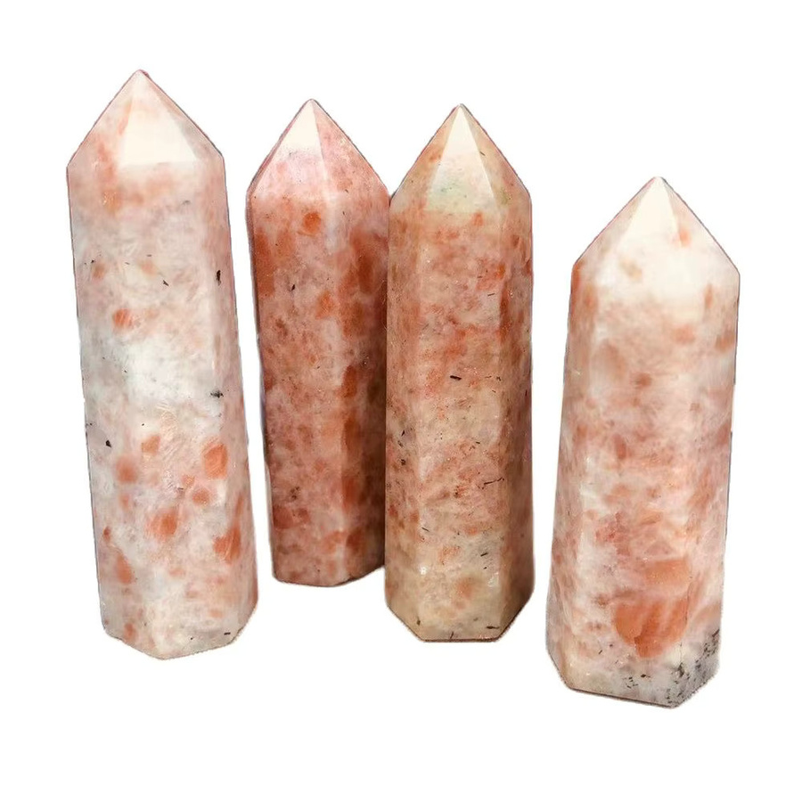 Sisterstone Goldener Sonnenstein Obelisk aus natürlichem Quarz in Gold und Multicolour als Deko-Ornament für Reiki und Energiearbeit - Bild 6