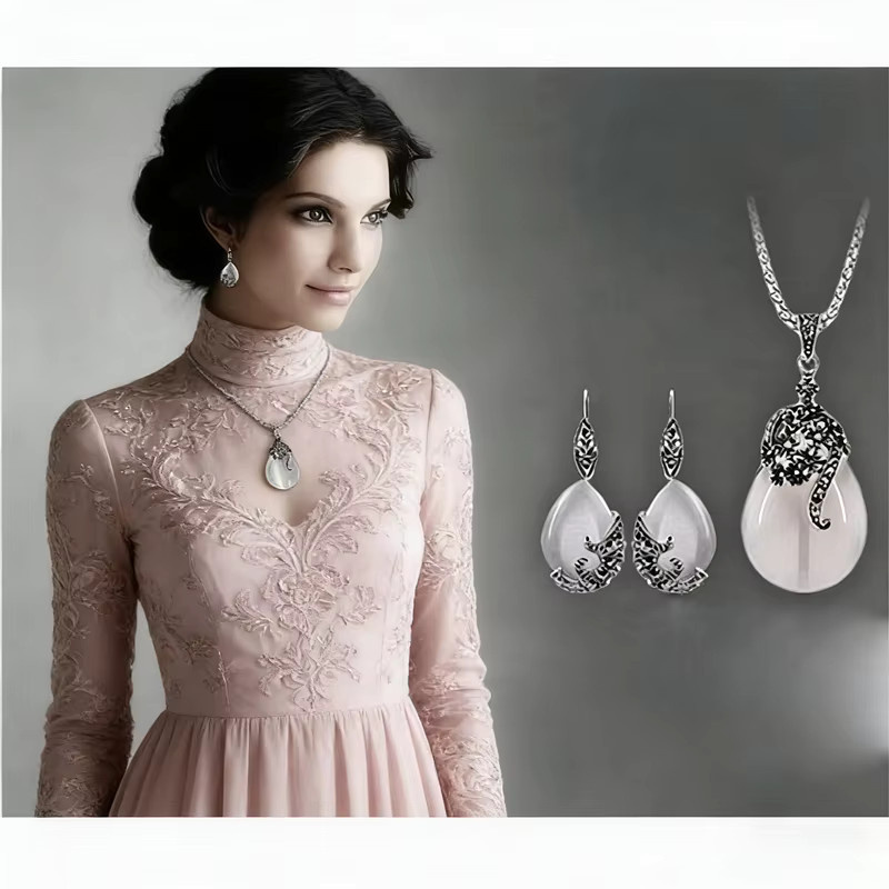 YAAMELI Schmuckset 925 Silber, Opal, Damen, Vintage - Bild 2