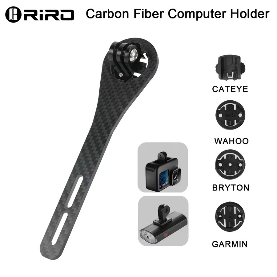 RIRO Carbon Faser Fahrradcomputer Halterung Universal GPS Halter für Garmin Wahoo Bryton in Schwarz - Bild 6