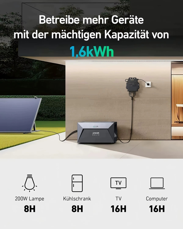 Anker SOLIX Solarbank E1600 mit integriertem 0W-Schalter und integrierter Heizung, Grau, 1600 Wh - Bild 4