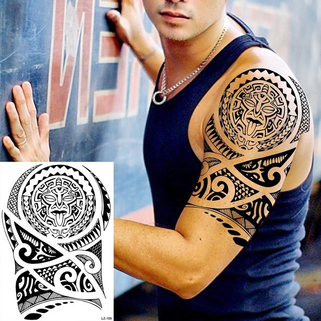LZATOZ Temporäre Tattoos, Herren, Schwarz, Brown - Bild 1