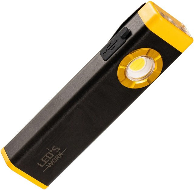 LED's Work Akku Taschenlampe mit 500lm, COB-LED, dimmbar, IP54, Schwarz-gelb - Bild 1