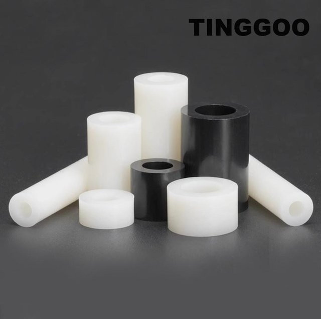 50 Stück TINGGOO Nylon Abstandshalter ohne Gewinde in Schwarz und Weiß, Hohlabstandsscheiben für M3 M4 M5 M6 M8 mit Innendurchmesser 3 4 5 6 8 mm - Bild 1