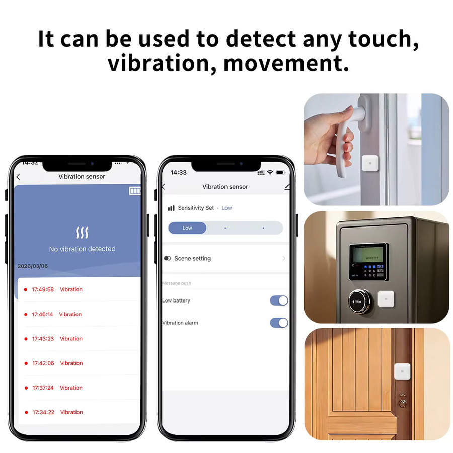 Lincukoo Zigbee 3.0 Vibrationssensor Tuya Smart in Weiß zur Erkennung von Türen, Fenstern und Tresoren für Home Assistant und Zigbee2MQTT - Bild 3