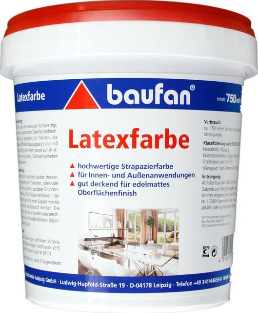 Baufan Latexfarbe Betonoptik Weiß 0,75 l - Bild 1