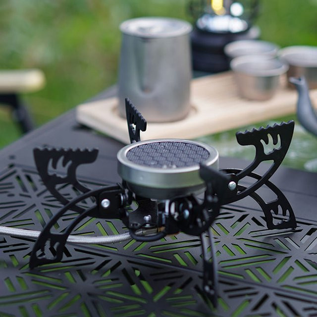 RESISTLAND Camping-Kocher 4200 W faltbarer Gaskocher windbeständig in Schwarz - Bild 1