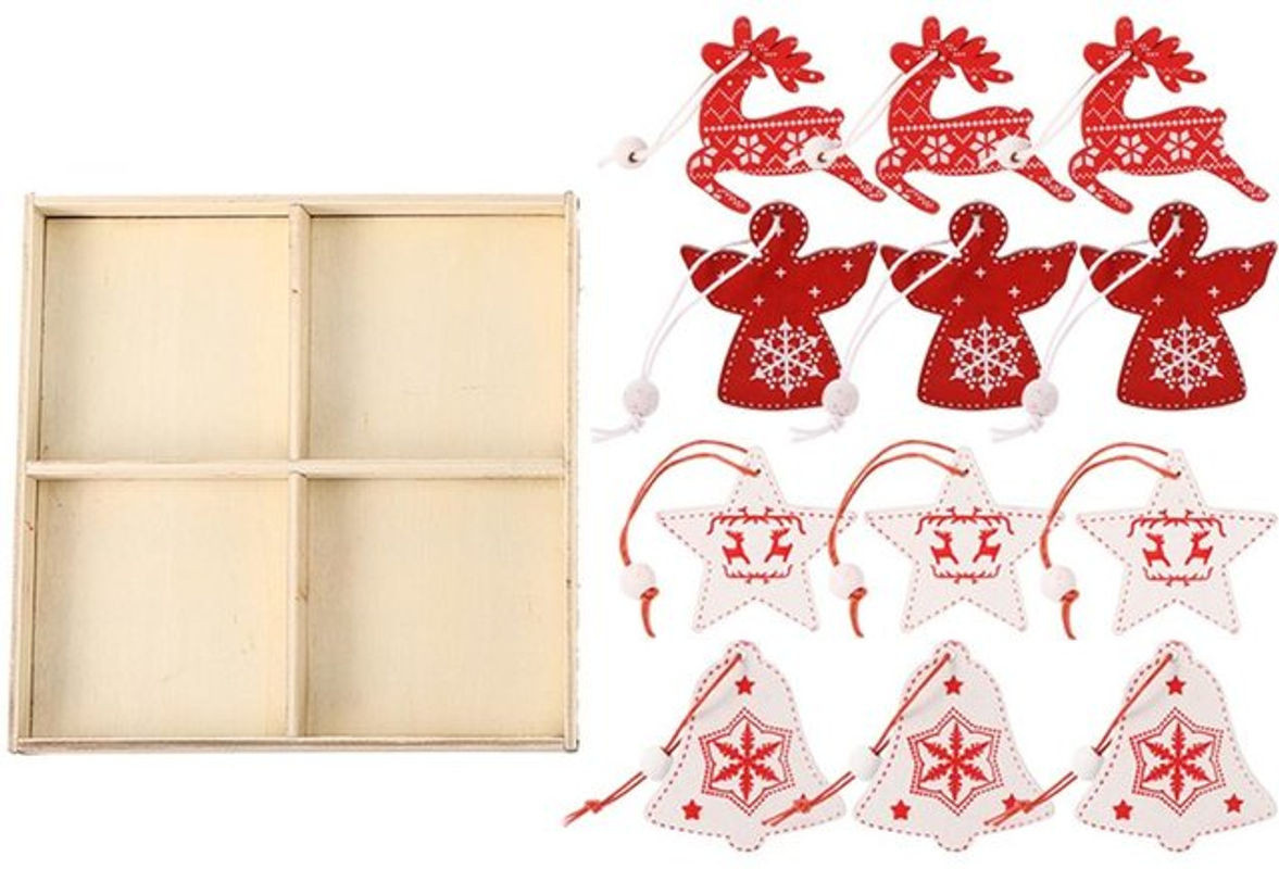 OutsideWorld Weihnachts-Hängeornamente aus Holz in verschiedenen Motiven wie Engel, Stern, Glocke und Rentier, mehrfarbig, Höhe: 13,5 cm - Bild 1