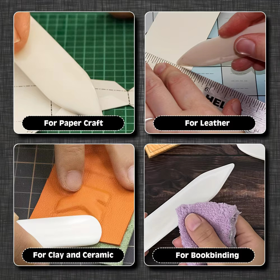 Weißes Kunststoff-Knochenfalzbein Set für Lederhandwerk, Origami und Papierarbeiten - Bild 3