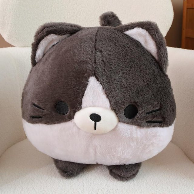 PUNIDAMAN Katze Plüschkissen, rund, 25cm - Bild 1