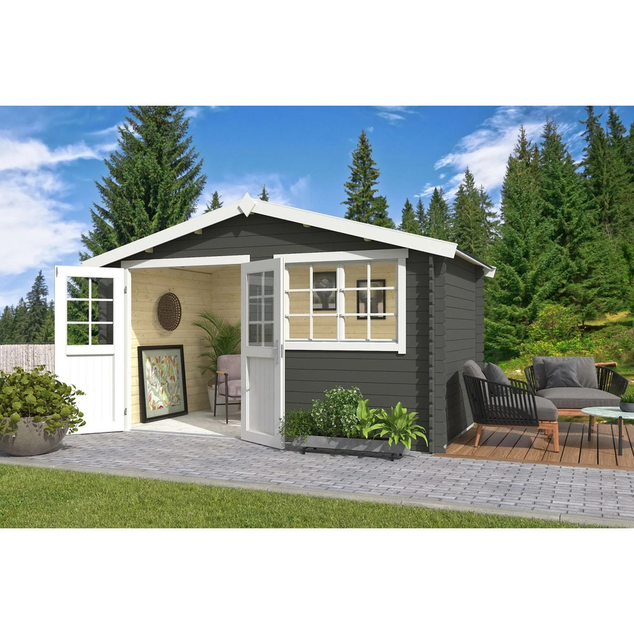 Lasita Gartenhaus Axel Maja in Grüngrau, B/H/T: 415,1 x 245,1 x 250 cm - Bild 2