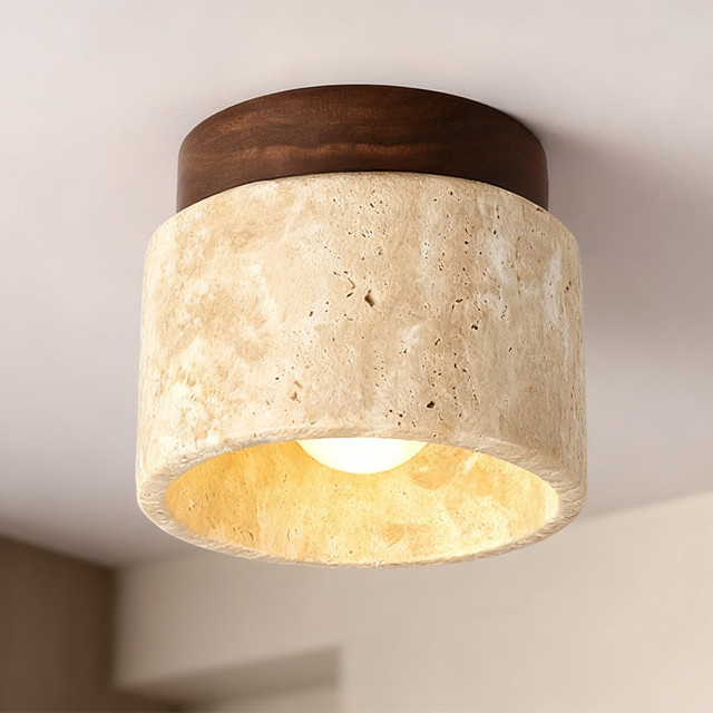 LINCCW Wabi Sabi LED-Deckenleuchte in Gelb mit Marmor-Design für Wohnzimmer, Flur und Balkon - Bild 1