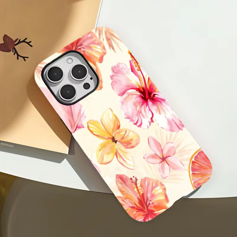 2-in-1 Handyhülle mit Blumenmuster für Apple iPhone 12 13 14 15 16 17 Air Pro Max Plus in Multicolour mit Sturzsicherung - Bild 4