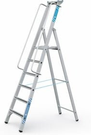 Zarges LM-Stehleiter Z600 Plattformleiter aus Aluminium in Silber mit Trays, 6 Stufen - Bild 1