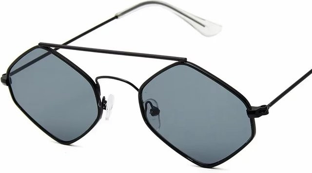Vintage XaYbZc Sonnenbrille, hexagonal, Metall, Vollrand, Damen, blue black - Bild 1