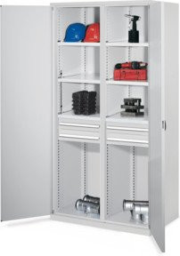 Kappes Schwerlastschrank MMT Mod. 56 in Grau mit Doppelwandtüren und 2 Schubladen, B/T/H: 60 x 60 x 195 cm - Bild 1