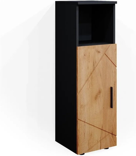 Vicco Midischrank Irma Badschrank in Anthrazit und Eiche mit 3 Fächern und 1 Tür, B: 30 cm, H: 95 cm - Bild 2
