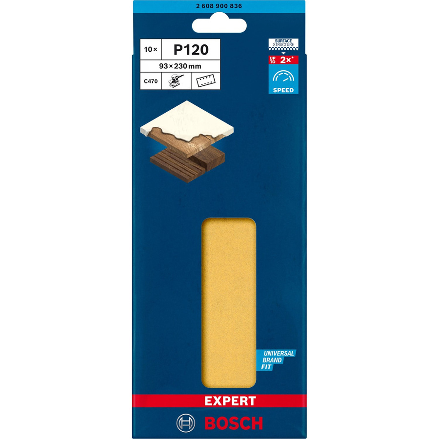 Bosch Expert Schleifblatt C470 Körnung 120, B: 9,3 cm, L: 23,0 cm, 10 Stück - Bild 2