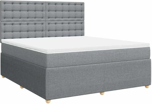 vidaXL Boxspringbett mit Matratze in Hellgrau, Hybrid-Bett mit USB-Ladeport und Unterbettbeleuchtung, B/T: 180 x 200 cm - Bild 1