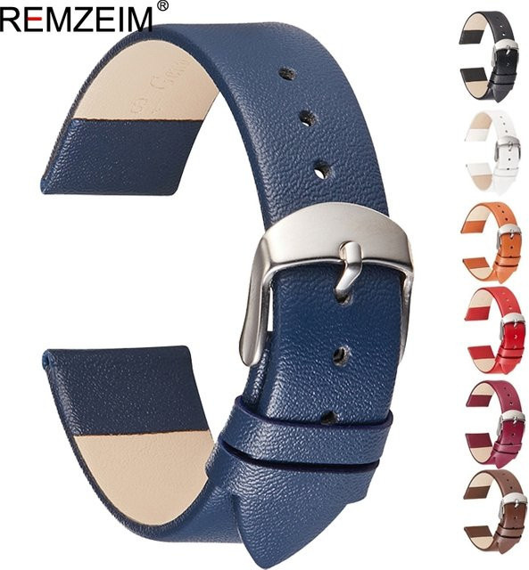 REMZEIM Uhrenarmband Echtleder, Schwarz, Unisex - Bild 1