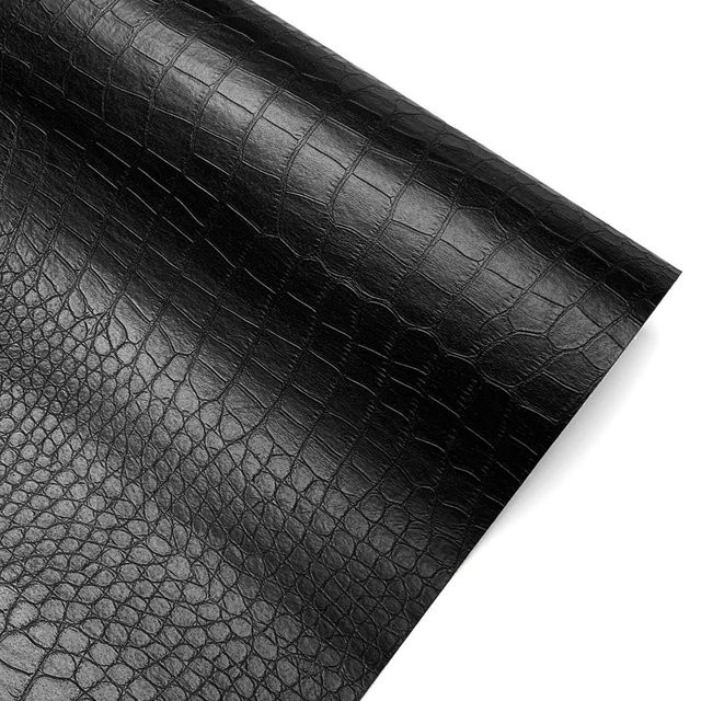Selbstklebender Lederreparaturflicken in Krokodiltextur aus Kunstleder, Farbe: Schwarz, Breite: 50 cm, Länge: 137 cm - Bild 1