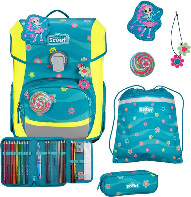 Scout Neo Schulranzen-Set 4-teilig DIN Little Flowers in Multicolour - Bild 1