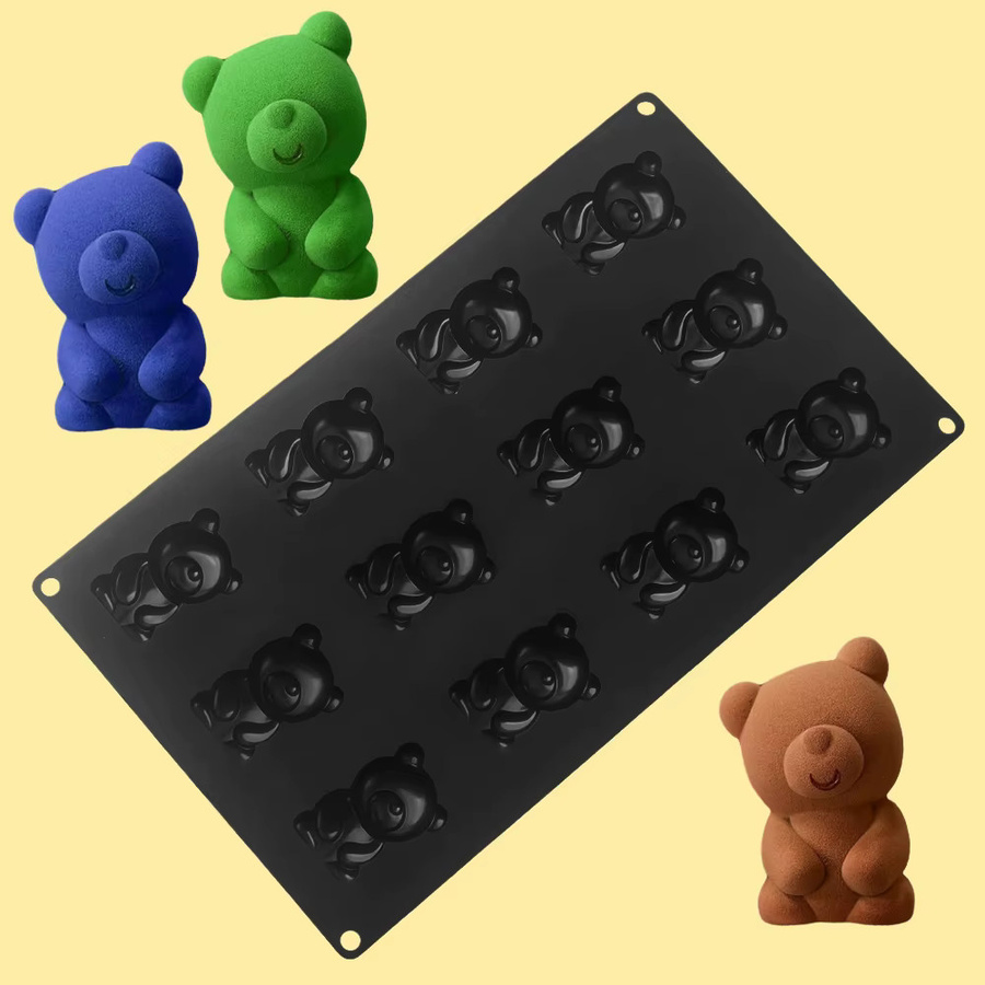SHENHONG 12-fach Silikonform mit Bärenmotiv in Weiß oder Schwarz für Schokolade, Kekse und Kuchen - Bild 3